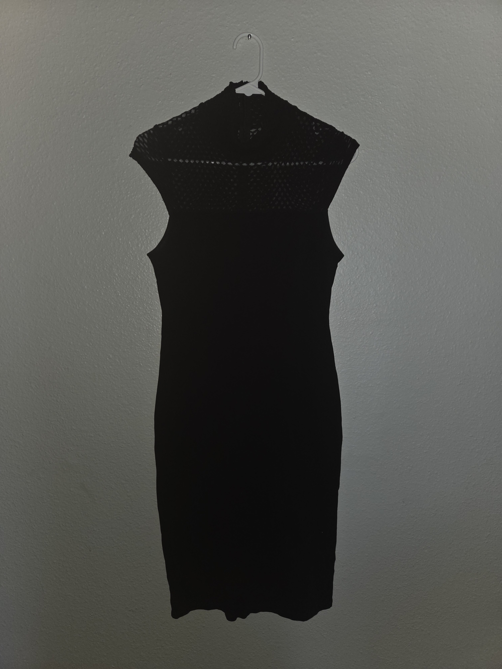 Lulu's Black Lace-Yoke Midi Sheath Dress-Small